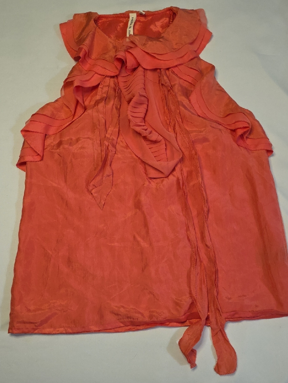 Robbi & Nikki by Robert Rodriguez Coral Ruffle Sleeveless Silk Blouse